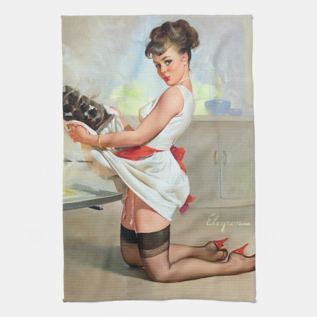 Bränd pinup kökshandduk (Vertikal)