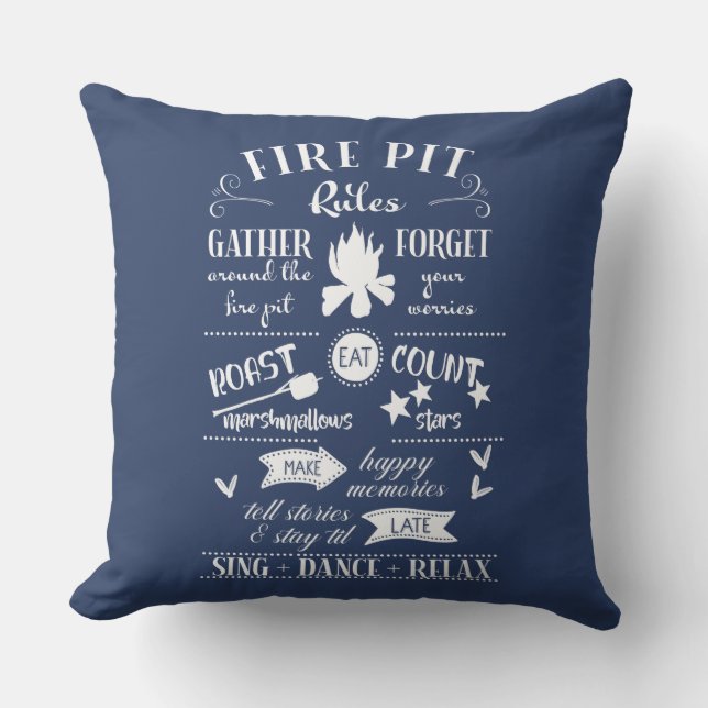 Brand Pit Regler Navy Blue and White Personlig Kudde (Framsida)