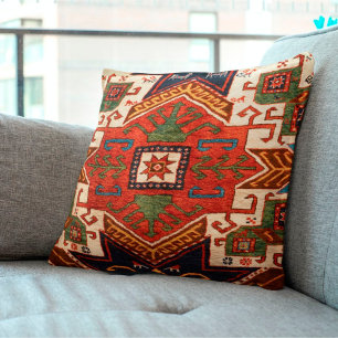 Bränd röd Konya Central Anatolian Kilim Matta Kudde