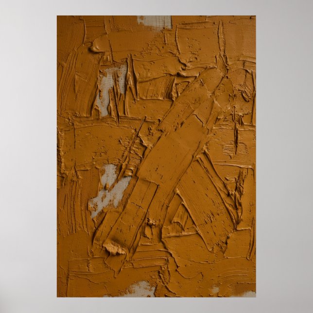 Bränd Sienna Impasto Abstrakt Affisch | Rik Text (Framsidan)