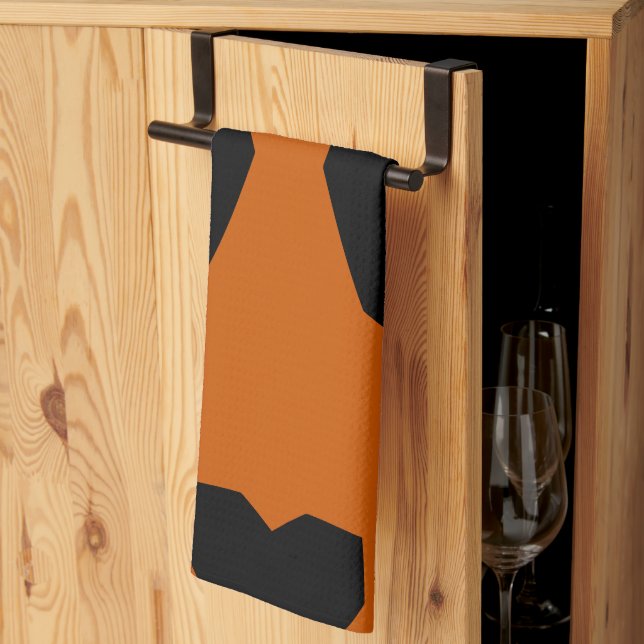 Bränd sienna och svart geometri kökshandduk (Thirds Fold)
