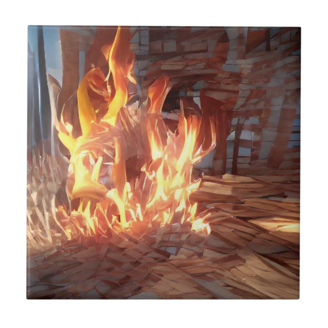 Brand sprider sig skickligt i en annan världskonst kakelplatta (Framsidan)