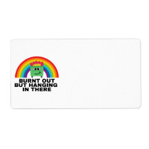 Bränd ut men hängande i etiketter