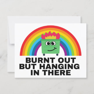 Bränd ut men hängande i etiketter vykort