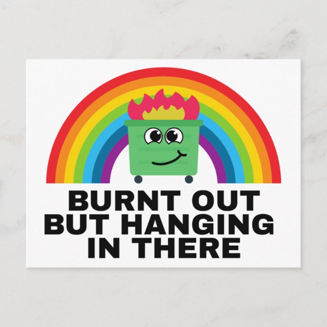 Bränd ut men hängande i etiketter vykort (Framsida)