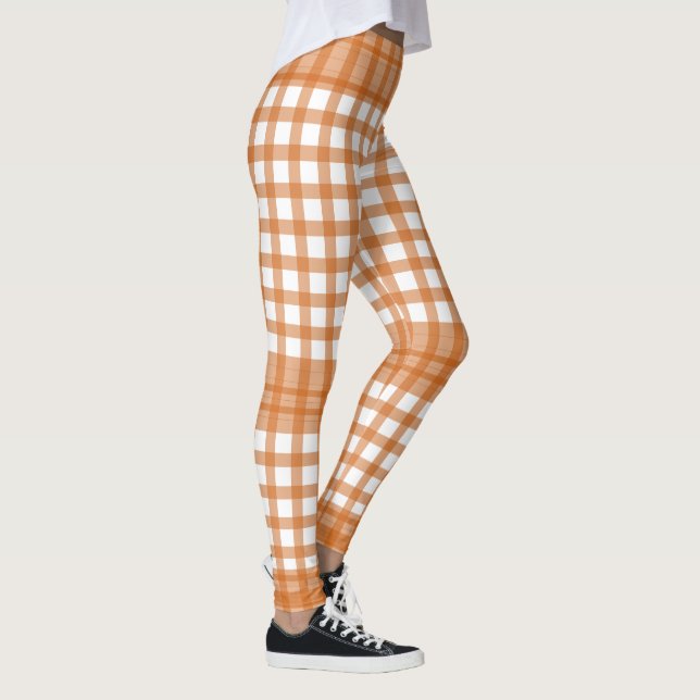 Brända orange gingham-block leggings (Höger)