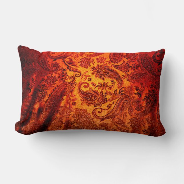 Brända orange Paisley Lumbarkudde (Framsida)