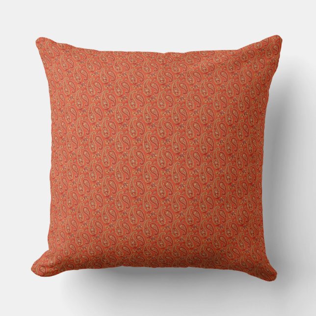 Brända Orange-Rödbruna Paisley/rödbrun 20" kudder Kudde (Framsida)