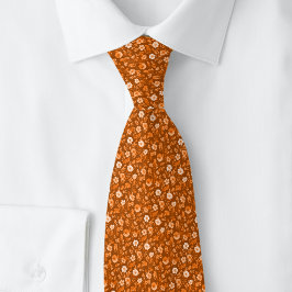 Brända Orange Små Blommor Slips