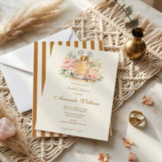 Brända orangea ränder Blommigt parfym Bröllopsdusc Inbjudningar