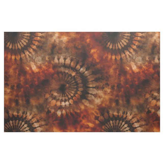 Brända Umber Mandalas Tie Dye Tyg (Yard)