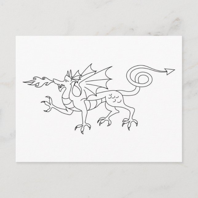 Brandandning Dragon Illustration Vykort (Framsida)