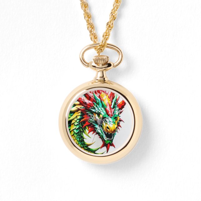 Brandandning, röd, grönt och gult  armbandsur (Framsida)