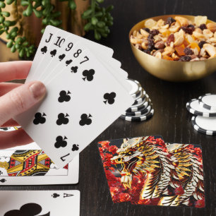 Brandandningsdrakar guld huvud casinokort