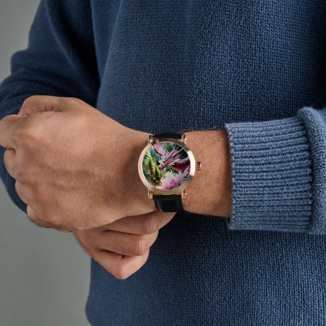 Brandandningsdrakar med vibrerande rosa armbandsur (Handled)