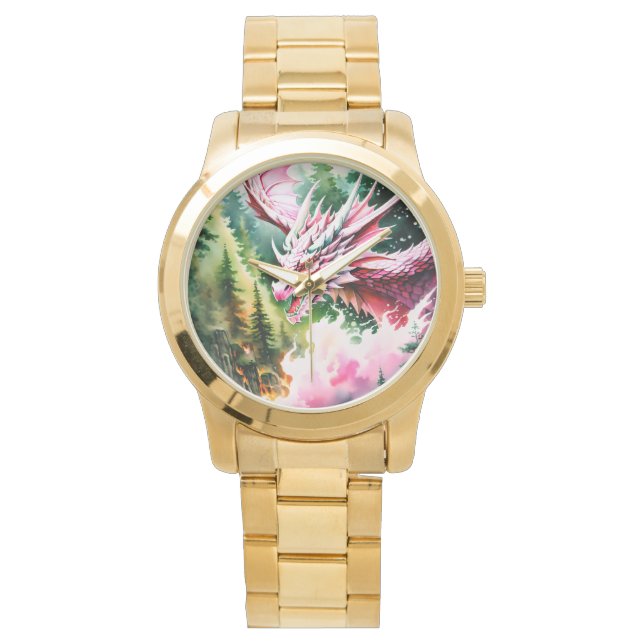 Brandandningsdrakar med vibrerande rosa armbandsur (Framsida)