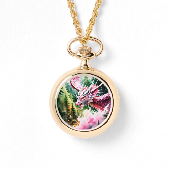 Brandandningsdrakar med vibrerande rosa armbandsur (Framsida)