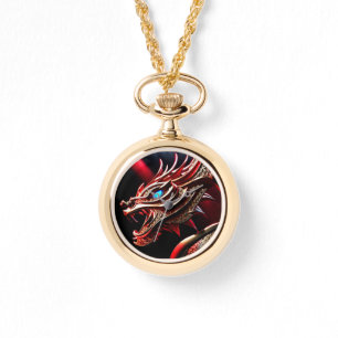 Brandandningsfjädrar, röd och guld armbandsur