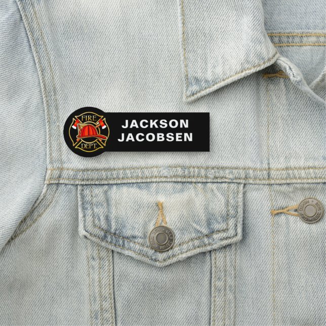 Brandavdelning Helmet och Axes Black Namnbricka (På plats)