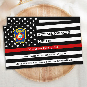Brandavdelning Thin Red Line Emblem Firefighter Visitkort