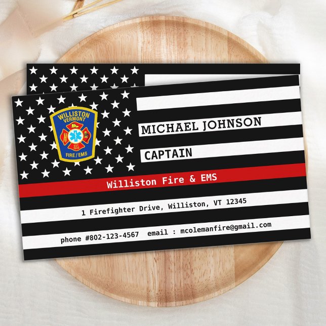 Brandavdelning Thin Red Line Emblem Firefighter Visitkort (Skapare uppladdad)