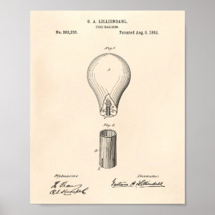 Brandballong 1882 Patent Art Old Peper Poster
