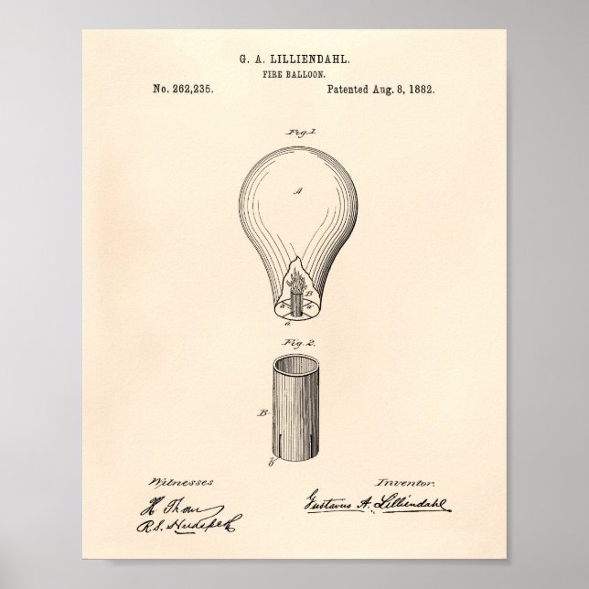 Brandballong 1882 Patent Art Old Peper Poster (Framsidan)