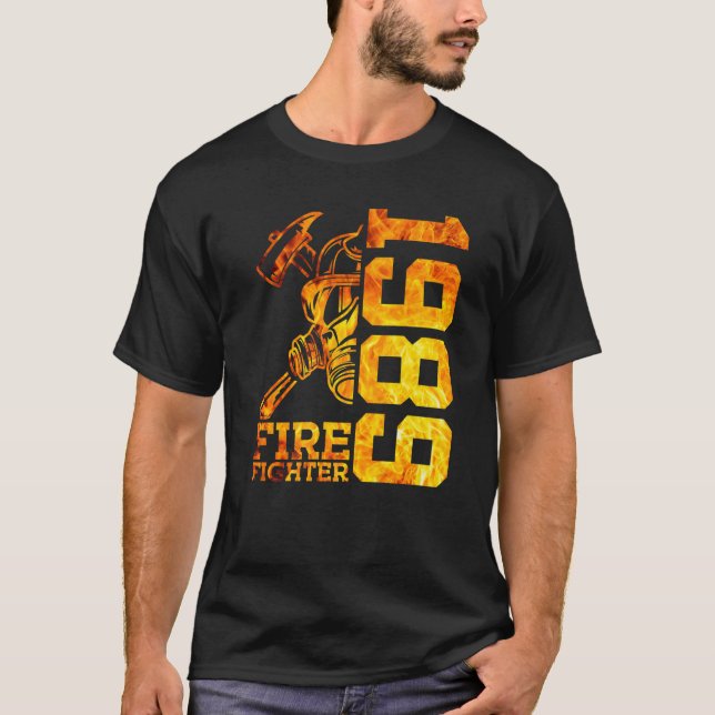 Brandbekämpning 1989 33 års brandkår 33:e födelsed t shirt (Framsida)