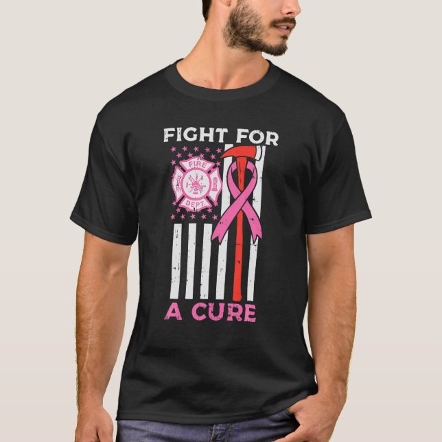 Brandbekämpning för en ren amerikansk Flagga Bröst T Shirt (Framsida)