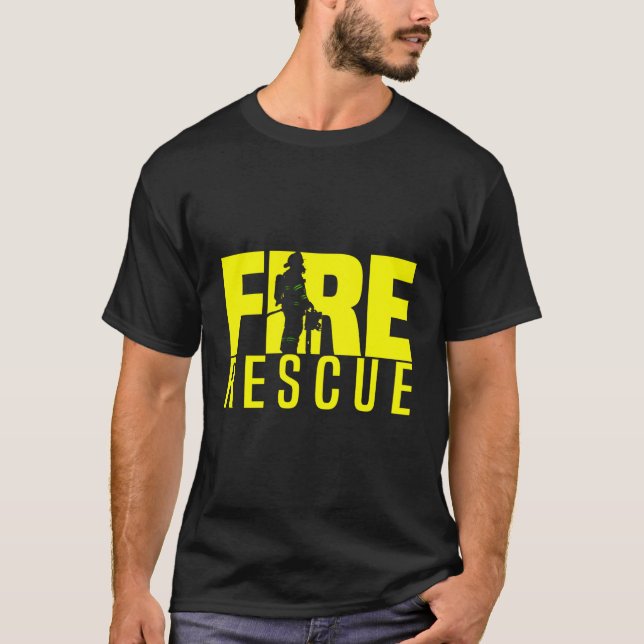 Brandbekämpningsavdelningen Brandmän Firemen Räddi T Shirt (Framsida)
