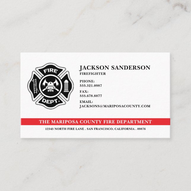 Brandbekämpningsavdelningen Brandman Logotyp Badge Visitkort (Framsida)