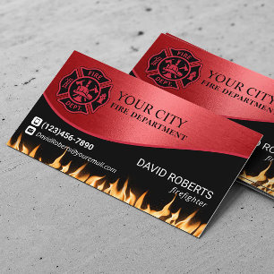 Brandbekämpningsavdelningen Brandman Modern Red Visitkort