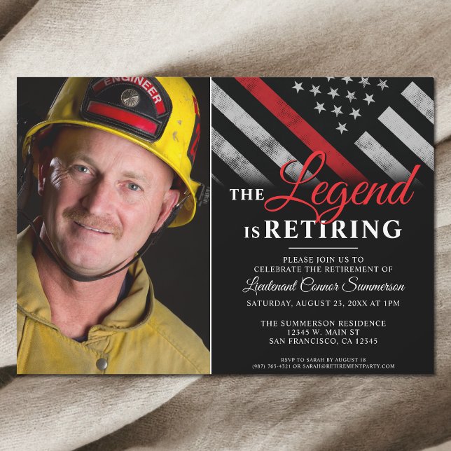 Brandbekämpningsavdelningen Pension Photo Inbjudningar (Firefighter Fire Department Retirement Photo Invitation)