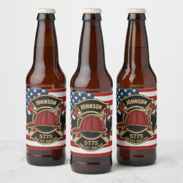 Brandbekämpningsavdelningen Rädding USA flagga Anp Ölflaska Etikett