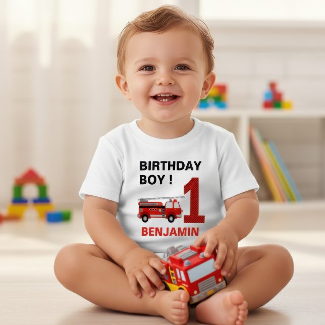 Brandbil 1-års födelsedagsfest t shirt (Skapare uppladdad)