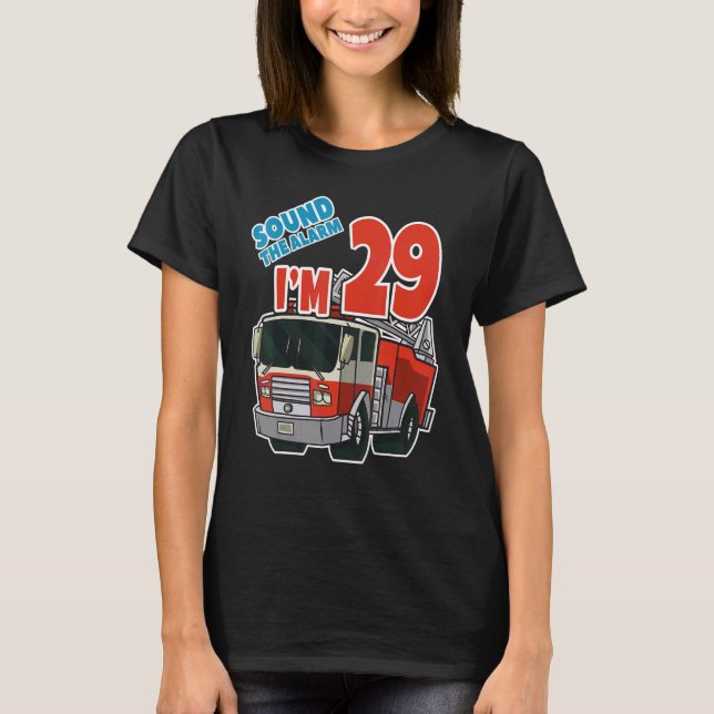 Brandbil 29:e födelsedag Brandman Fire Lastbil Boy T Shirt (Framsida)