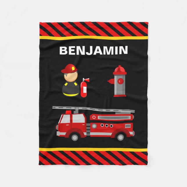 Brandbil brandman fleecefilt (Framsidan)