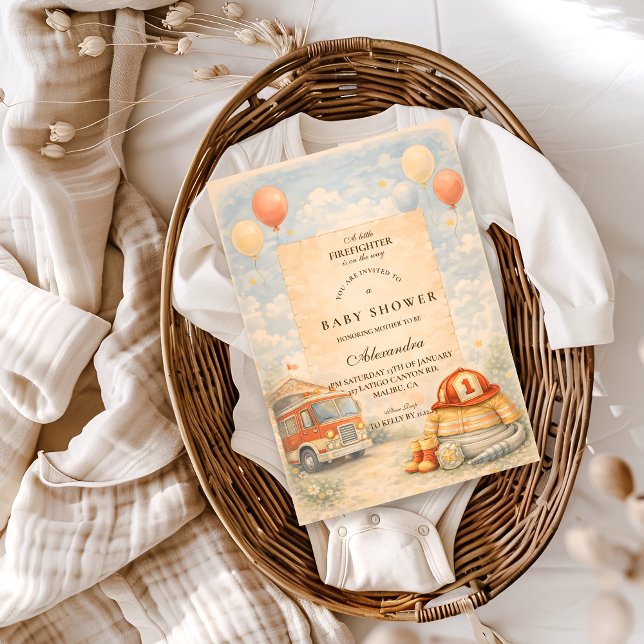 Brandbil Eldsläckare Baby Shower Inbjudningar (Skapare uppladdad)