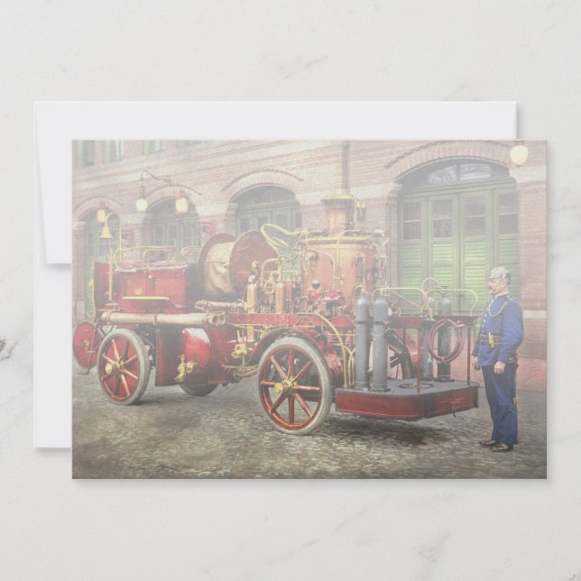 Brandbil - En elektrisk pumpbil 1907 Inbjudningar (Framsida)