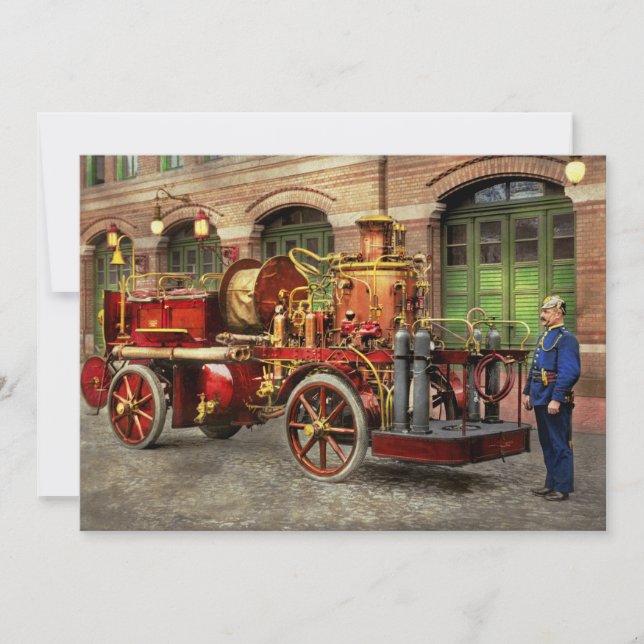 Brandbil - En elektrisk pumpbil 1907 Inbjudningar (Framsida)
