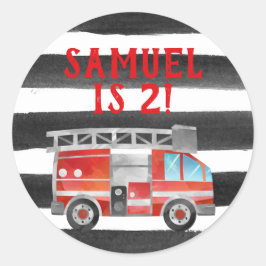 Brandbil Födelsedagsfest Ballonger Runt Klistermärke