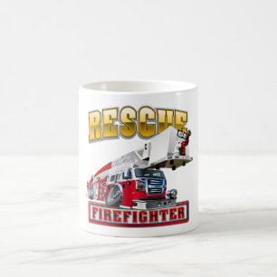 Brandbil för tecknad kaffemugg