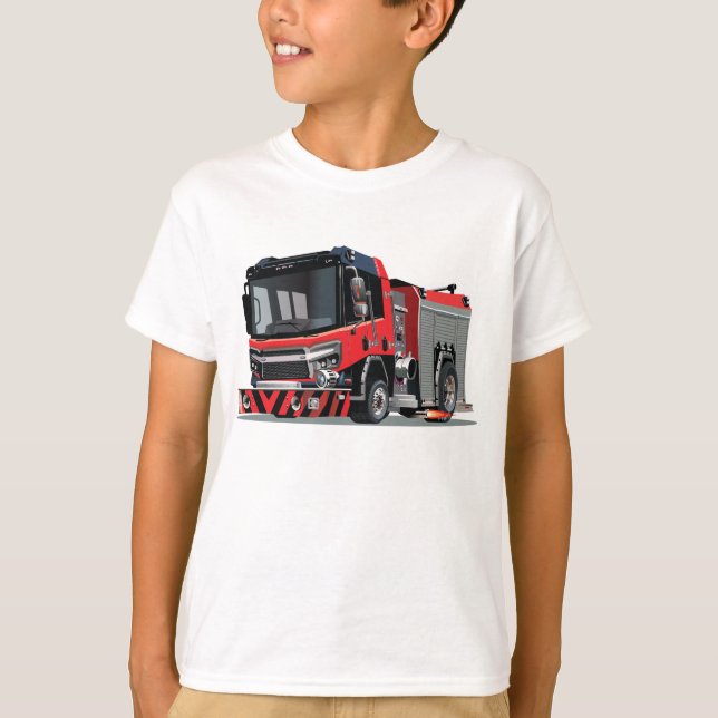 Brandbil för tecknad t shirt (Framsida)