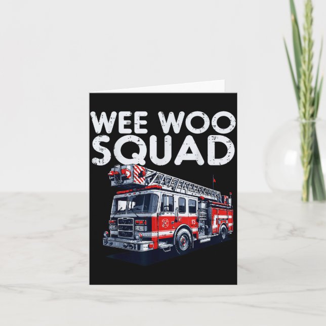 Brandbil Lastbil Wee Woo Squad Brandman Män Pojkar Kort (Framsida)