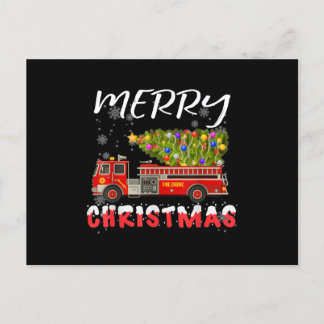 Brandbil Tall Brandman Jul Familj Helg Vykort