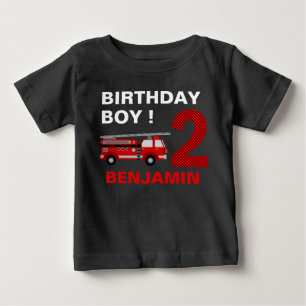Brandbilstema 2-års födelsedagsfest t shirt