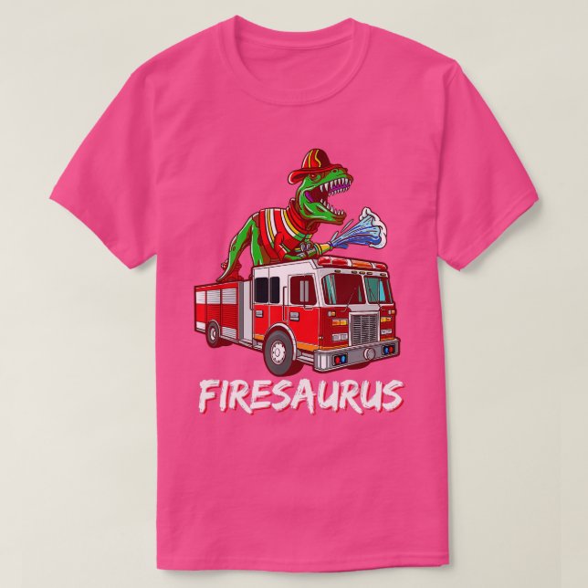 Brandbrandbekämpare Saurus Firetruman Fireman Dino T Shirt (Design framsida)