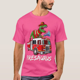 Brandbrandbekämpare Saurus Firetruman Fireman Dino T Shirt