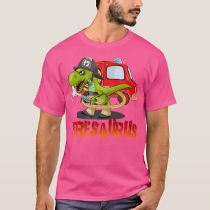 Brandbrandbekämpare Saurus Firetruman Fireman Dino T Shirt