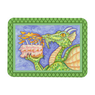 BRANDBRANDBRÖDDRAGON-LJUSANDE BIRTHDAY-KANDLAR MAGNET
